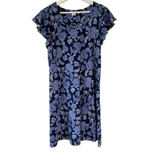 Gap Women’s Size M dress, navy/white floral print short sleeved, cotton casual
